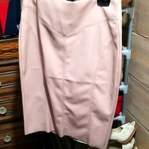 Pink faux leather pencil high wasted skirt